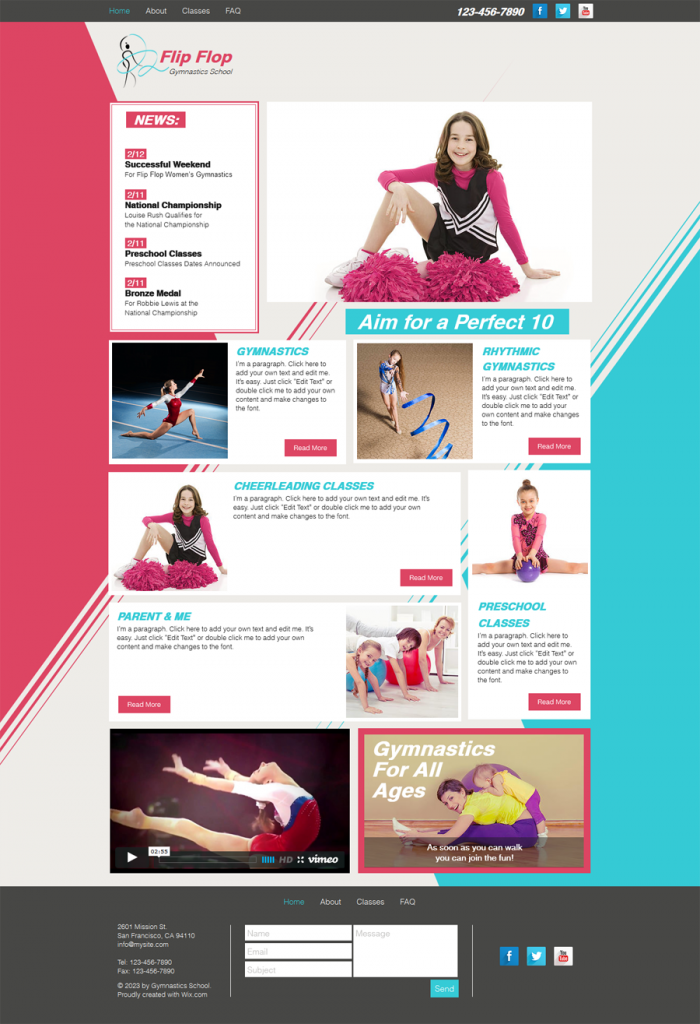 Gymnastics school web template