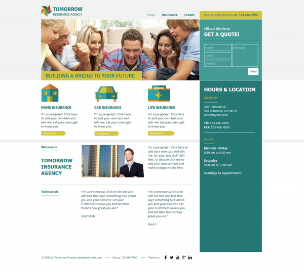 Insurance agency - wix web template