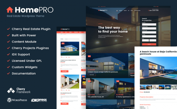 HomePro Real - Estate Portal WordPress Theme