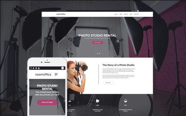 Room4Pics - Photo Studio Rental WordPress Theme