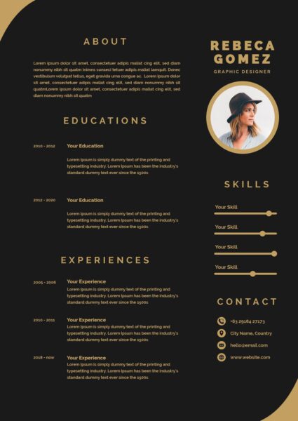 Black PSD Resume template