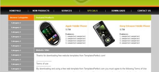 free mobile store web templates