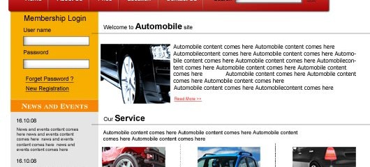 Free automobile psd web template
