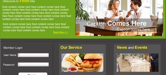 Free restaurant food PSD web template