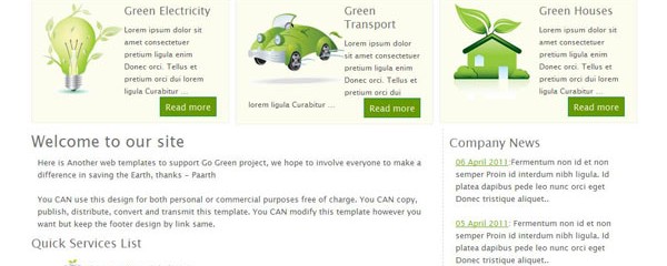 Free Go Green Perfect CSS website Template