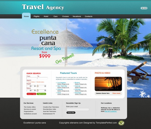 Free travel agency web template Templates Perfect
