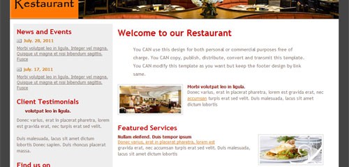 Free Restaurant CSS website template