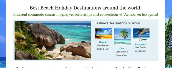 Beach Holidays : Free CSS website template