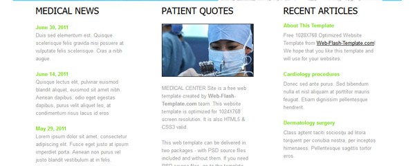 Free medical center HTML5 template